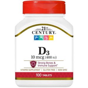 21st Century Vitamin D3 10mcg 400 IU, 100 Tablets