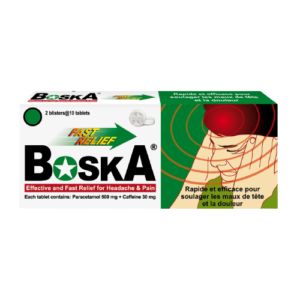 Boska Paracetamol 500mg + Caffeine 30mg, 2 x 10 Tablets