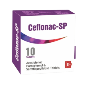 Ceflonac-SP Aceclofenac Paracetamol & Serratiopeptidase Tablets, 10 Tablets
