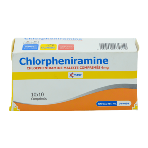 Emzor Chlorpheniramine 4mg, 10 x 10 Tablets