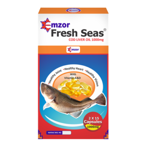 Emzor Fresh Seas Cod Liver Oil 1000mg, 2 x 15 Capsules