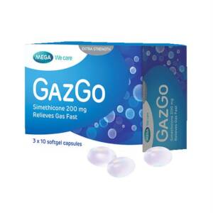 Mega GazGo Simethicone 200mg, 3 x 10 Capsules