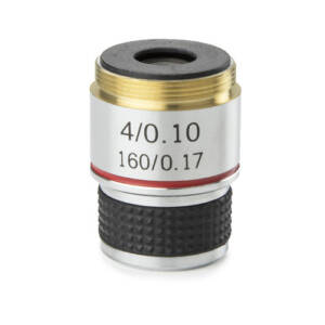Achromatic 4x/0.10 objective for MicroBlue. Parfocal 35 mm - available on request