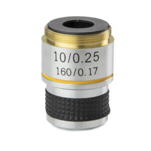 Achromatic 10x/0.25 objective for MicroBlue. Parfocal 35 mm - available on request