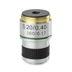 Achromatic 20x/0.40 objective for MicroBlue. Parfocal 35 mm - available on request