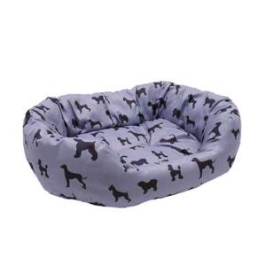 Rosewood Padded Dogs Print Grey Bed