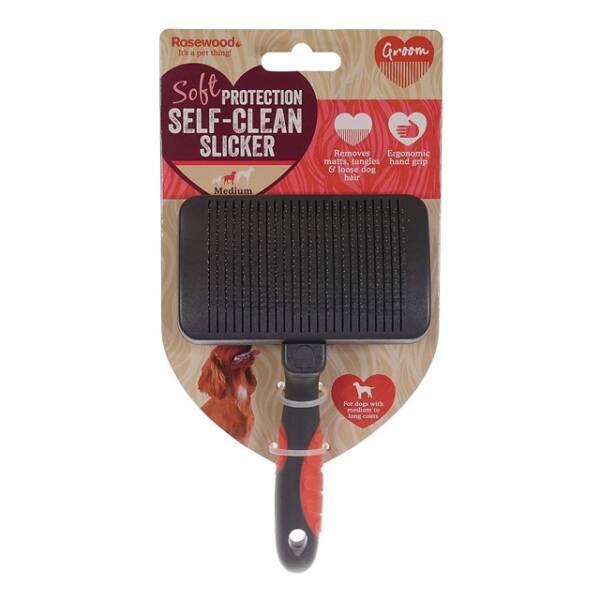 Rosewood Soft Protection Salon Grooming Self Cleaning Brush ? Medium