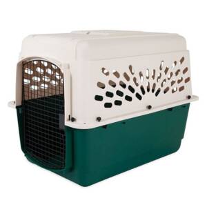 Ruffmaxx Plastic Dog Kennel, Tan/Green, 70-90lbs