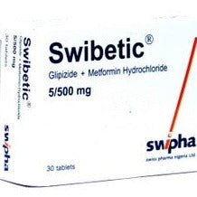 Swibetic 5/500mg Glipizide + Metformin Hydrochloride Tablet