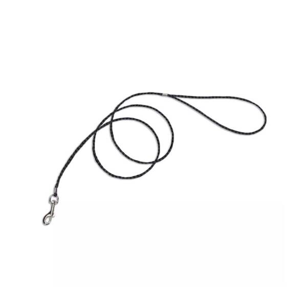 Braided Poly Clamped Dog Leash, Black, 1/8″ x 04′