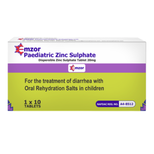 Emzor Paediatric Zinc Sulphate 20mg, 1 x 10 Tablets