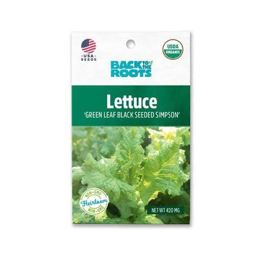Back To The Roots Lettuce 'Green Leaf Black Seeded Simpson' Seeds