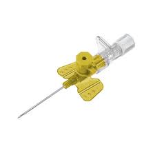 Canula Yellow I.V With Wings & Injection Port - 24G/19mm, 0.70mm/20ml/min single use