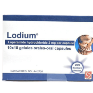 Lodium Loperamide Hydrochloride 2mg per Capsule, 10 x 10