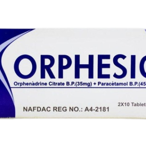 Orphesic Paracetamol BP 450mg + Orphenadrine Citrate BP 35mg, 2 x 10 Tablets