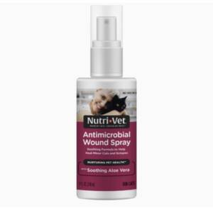 Nutri-Vet Antimicrobial Wound Spray for Cats – Formulated to Sooth Skin with Aloe and Vitamin E – Helps Promote Healing and Reduce Pain – 4 oz