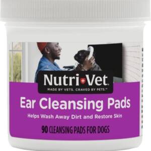 Nutri-Vet Ear Cleansing Pads for Dogs – Soothing & Non-Irritating – Removes Dirt & Wax Build Up – Maintain Dog Ear Health – 90 Count