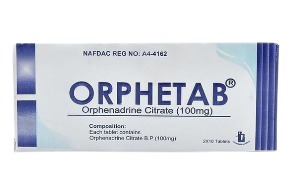 Orphetab Orphenadrine Citrate 100mg, 2 x 10 Tablets