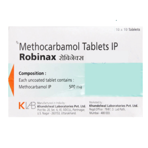 Klab Robinax Methocarbamol Tablets IP 500mg, 10 x 10 Tablets