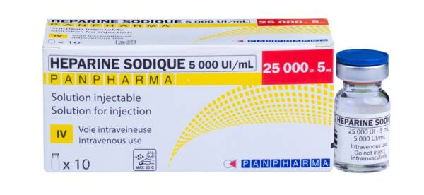 Heparin sodium 5000IU/ml I.M., I.V., S.C. Injection (5ml) by Pan Pharma | FR x 10Vials