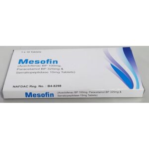 ACECLOFENAC, PARACETAMOL, SERRATIOPEPTIDASE 100/325/15mg x10TABS (MESOFIN)