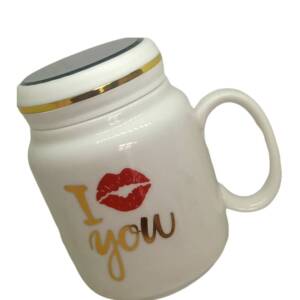 White Ceramics Mug with Cover