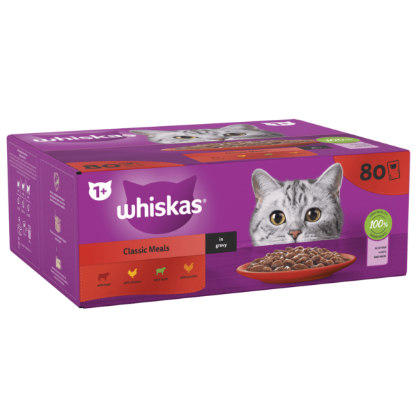 Whiskas +1 Classic Meals in Gravy +1 (80 pouches)