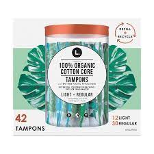 100% ORGANIC COTTON CORE TAMPOND LIGHT+REGULAR X42