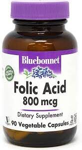 BLUEBONNET FOLIC ACID 800MCG *90 VEGETABLE CAPSULES