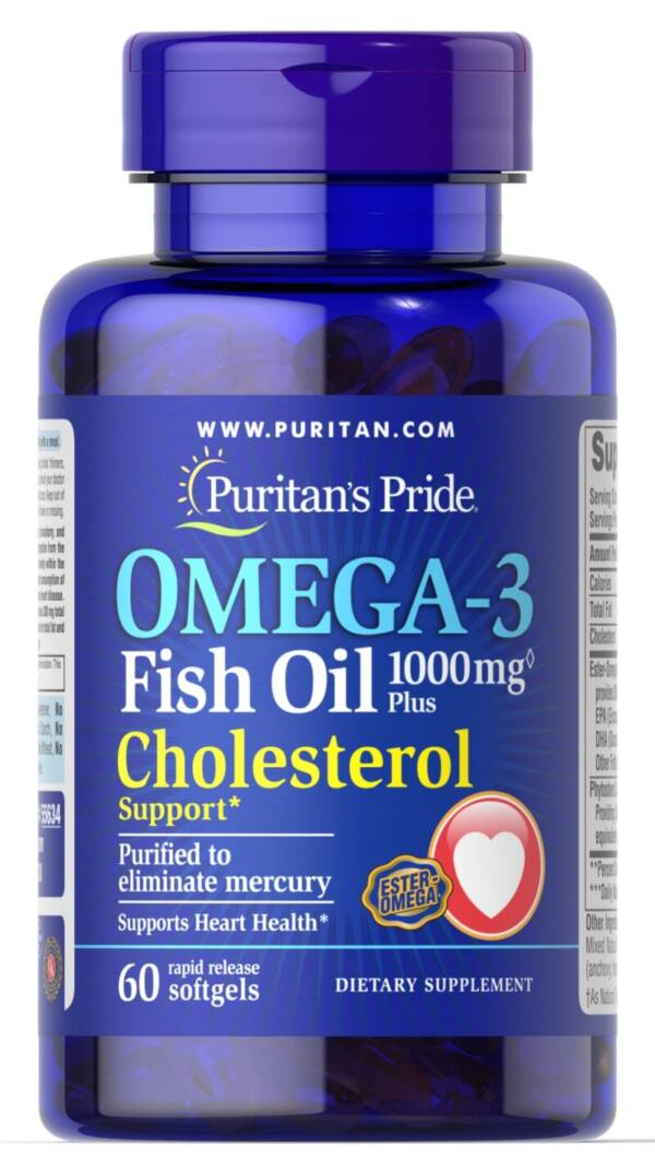 PURITANS PRIDE OMEGA-3 1000MG+CHOLESTEROL X 60 SOFT GELS