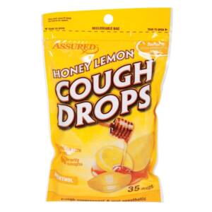 ASSURED HONEY & LEMON COUGH DROPS X 35 TABLETS
