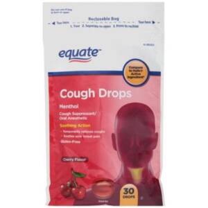 EQUATE COUGH DROPS CHERRY FLAVOR *30
