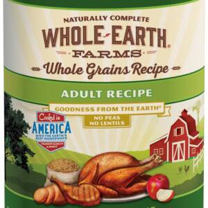 Whole Earth Farms Whole Grains Recipe Adult Case of 12 Canned Dog Food 360g