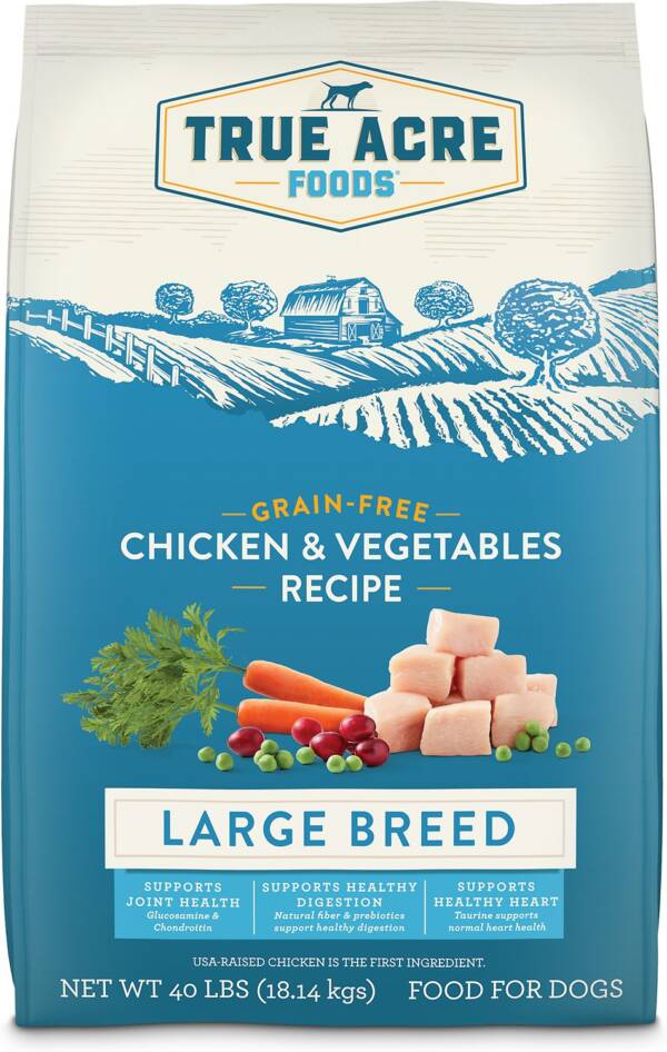 True Acre Foods Large Breed Chicken & Vegetables Recipes Grain-Free Dry Dog Food 18.1kg