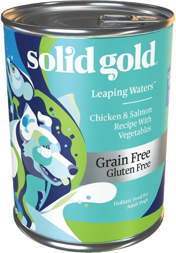 Solid Gold Leaping Waters Chicken & Salmon Recipe with Vegetable Recipe Grain-Free Small & Medium Breed Case of 6 Canned Dog Food 374g