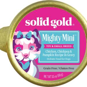 Solid Gold Mighty Mini Chicken, Chickpea & Pumpkin Recipe in Gravy Grain-Free Toy & Small Breed Case of 12 Cup Dog Food 99g