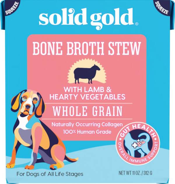 Solid Gold Bone Broth Stew with Lamb & Hearty Vegetables Whole Grain Dog Food Topper 312g