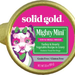 Solid Gold Mighty Mini Turkey & Hearty Vegetable Recipe in Gravy Grain-Free Small Breed Case of 12 Cups Dog Food 99g