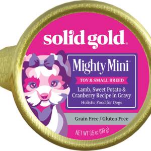 Solid Gold Mighty Mini Lamb, Sweet Potato & Cranberry Toy & Small Breed Recipe Grain-Free Case of 12 Dog Food Trays 99g