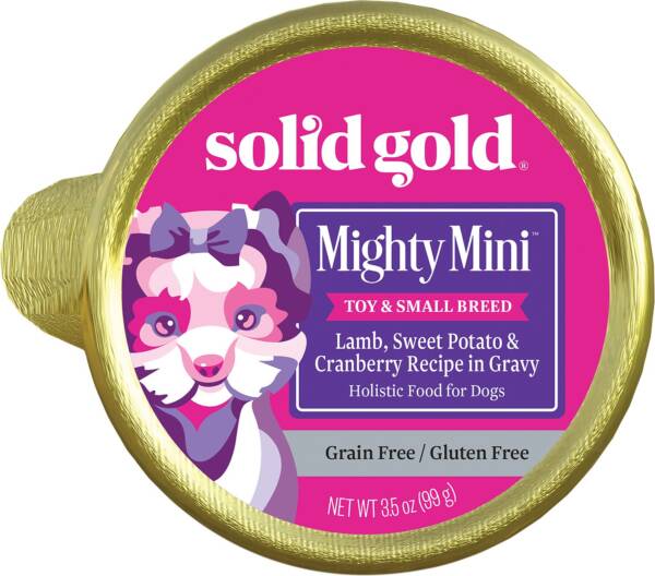 Solid Gold Mighty Mini Lamb, Sweet Potato & Cranberry Toy & Small Breed Recipe Grain-Free Case of 12 Dog Food Trays 99g
