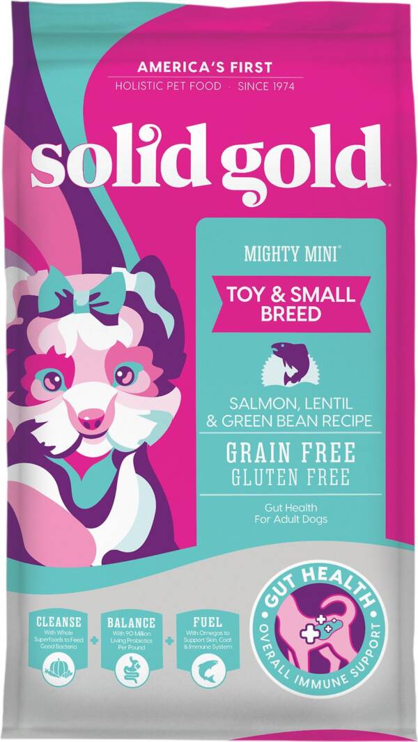 Solid Gold Mighty Mini Gut Health Small & Toy Breed Grain-Free Salmon, Lentil & Green Bean Dry Dog Food 5kg