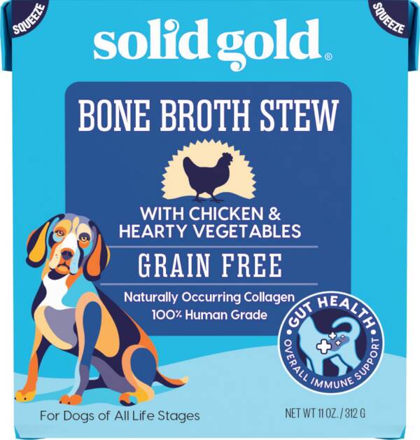 Solid Gold Bone Broth Stew with Chicken & Hearty Vegetables Grain-Free Dog Food Topper 312g