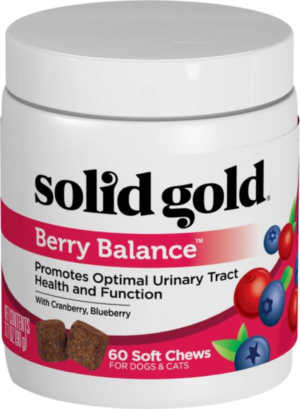 Solid Gold Supplements Berry Balance Urinary Tract Health Soft Chews Grain-Free 60 Count Dog & Cat Supplement 90g