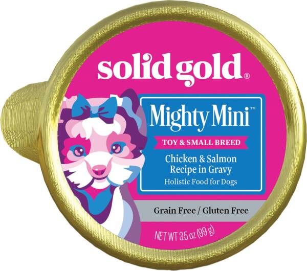 Solid Gold Mighty Mini Chicken & Salmon Recipe in Gravy Grain-Free Small & Medium Breed Case of 12 Dog Food 99g