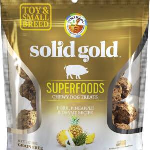 Solid Gold Superfoods Pork, Pineapple & Thyme Recipe Small Breed Chewy Grain-Free Dog Treats 113g