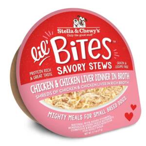 STELLA & CHEWY?S LIL? BITES SAVORY STEWS CHICKEN & CHICKEN LIVER DINNER IN BROTH CASE OF 24 WET DOG FOOD 77g