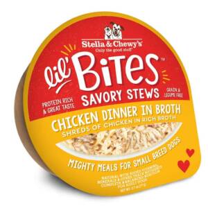 STELLA & CHEWY?S LIL? BITES SAVORY STEWS CHICKEN DINNER IN BROTH SMALL BREED CASE OF 24 WET DOG FOOD 77g