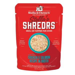 STELLA & CHEWY?S STELLA?S SHREDRS CHICKEN & SALMON RECIPE IN BROTH ADULT WET DOG FOOD 80g