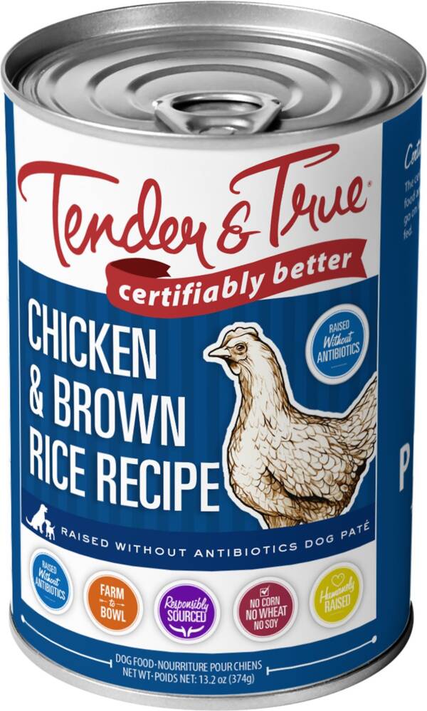 TENDER AND TRUE CHICKEN & BROWN RICE GRAIN-FREE CASE OF 12 CANNED DOG FOOD 374G