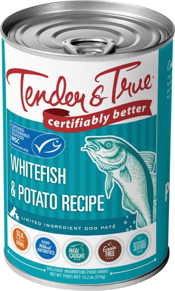 Tender & True Limited Ingredient Ocean Whitefish & Potato Recipe Grain-Free Case of 12 Canned Dog Food 374g